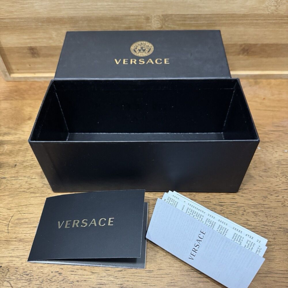 VERSACE Empty Black W/ Gold Emblem Sunglasses Eyeglasses Gift Box -Gift Box only
